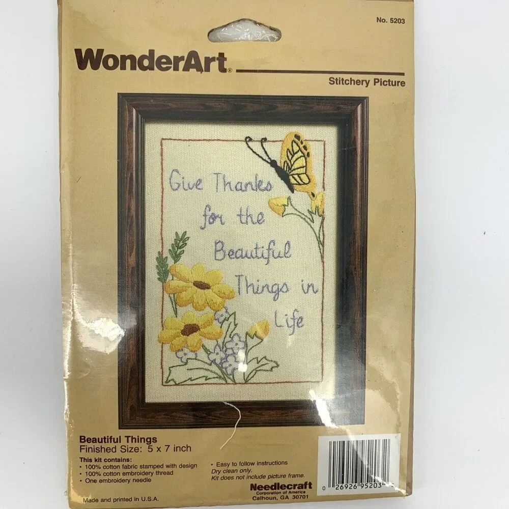 Vintage Wonder Art Beautiful Things 5203 Needlecraft stitchery Picture butterfly